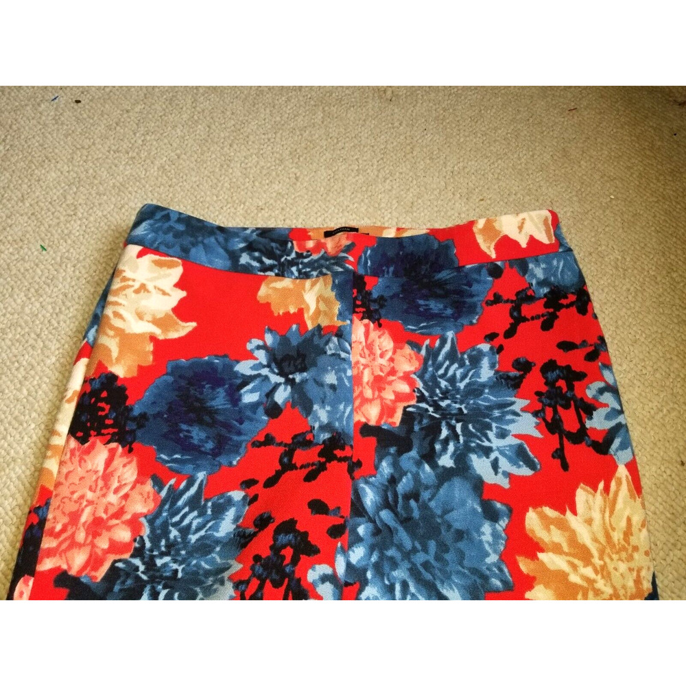 Womens Pants-TALBOTS-red/blue/beige floral stretch "Chatham" cropped-6P - Picture 2 of 4